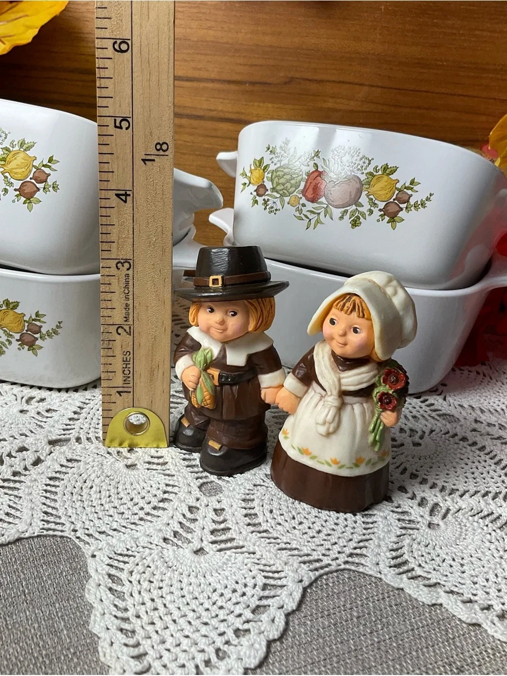 Vintage Corning Ware Spice O’Life P-43-B Petite Pans + Pilgrim Salt & Pepper Set